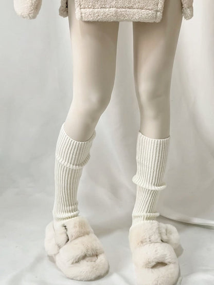 White 43CM Lolita Knitted Leg Warmers