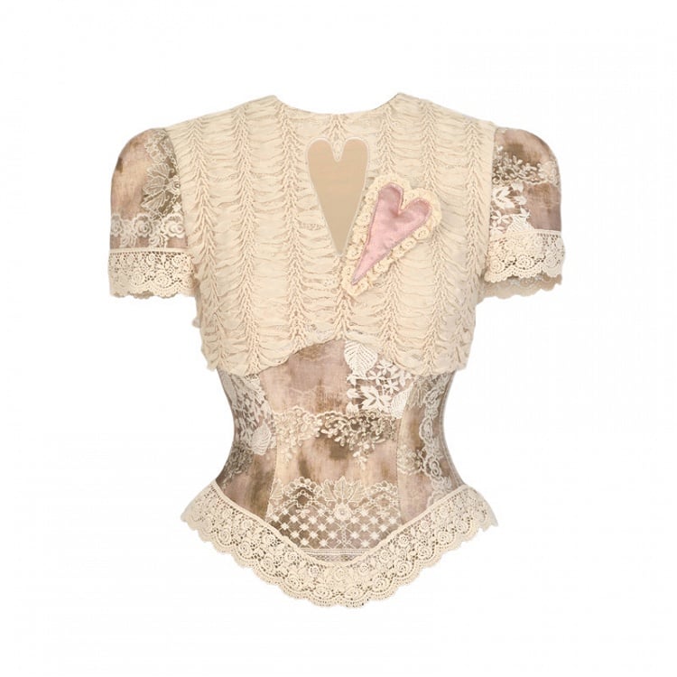 Romantic Goth Love Cutout Short Sleeves Corset Top