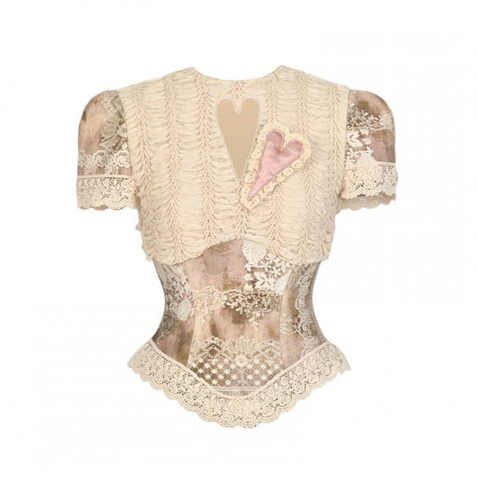 Romantic Goth Love Cutout Short Sleeves Corset Top