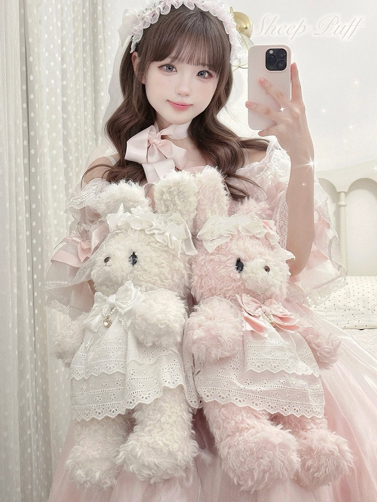 Sweet White Bunny Bag for Lolita - Multi-Way Wear with Interchangeable Outfits & Bows