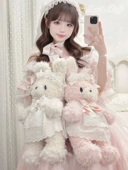 Sweet White Bunny Bag for Lolita - Multi-Way Wear with Interchangeable Outfits & Bows