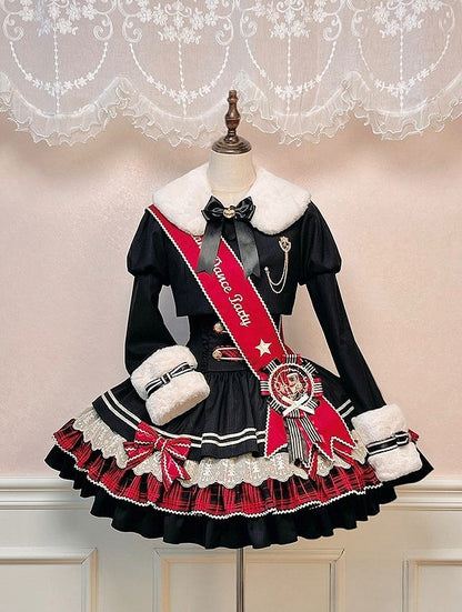 Red Embroidered Lolita Sash with Flower Disc