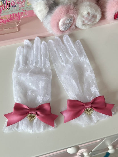 16 Options Crown/Heart Charm Bowknot Lace Gloves