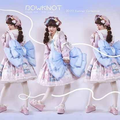 Sax Blue Tulle Big Bow Backpack Solid Color 3 Size Options