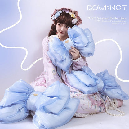 Sax Blue Tulle Big Bow Backpack Solid Color 3 Size Options