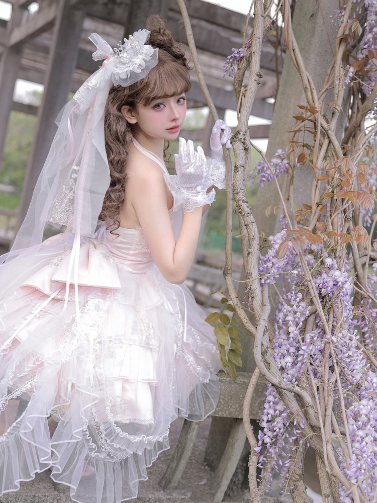 Plus Size Friendly Pink Tiered Ruffle Skirt Hime Jumper Skirt