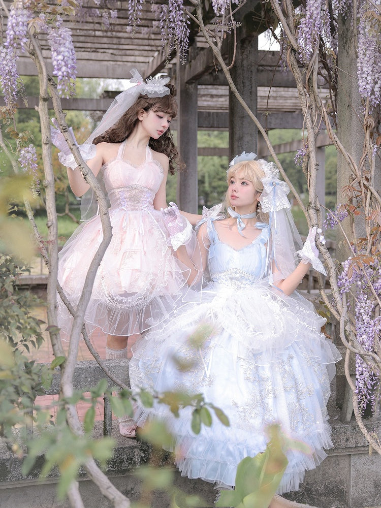 Plus Size Friendly Blue Tiered Ruffle Skirt Hime Jumper Skirt