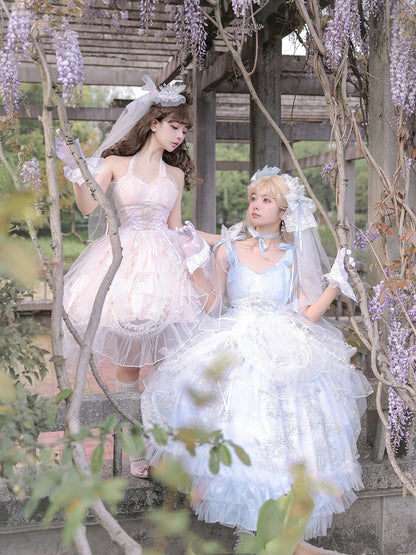 Plus Size Friendly Blue Tiered Ruffle Skirt Hime Jumper Skirt