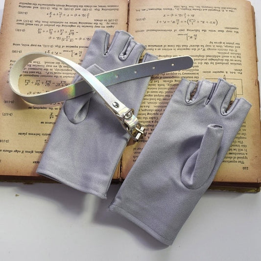 Silver Cyberpunk Finger Gloves + Silver Bracelet