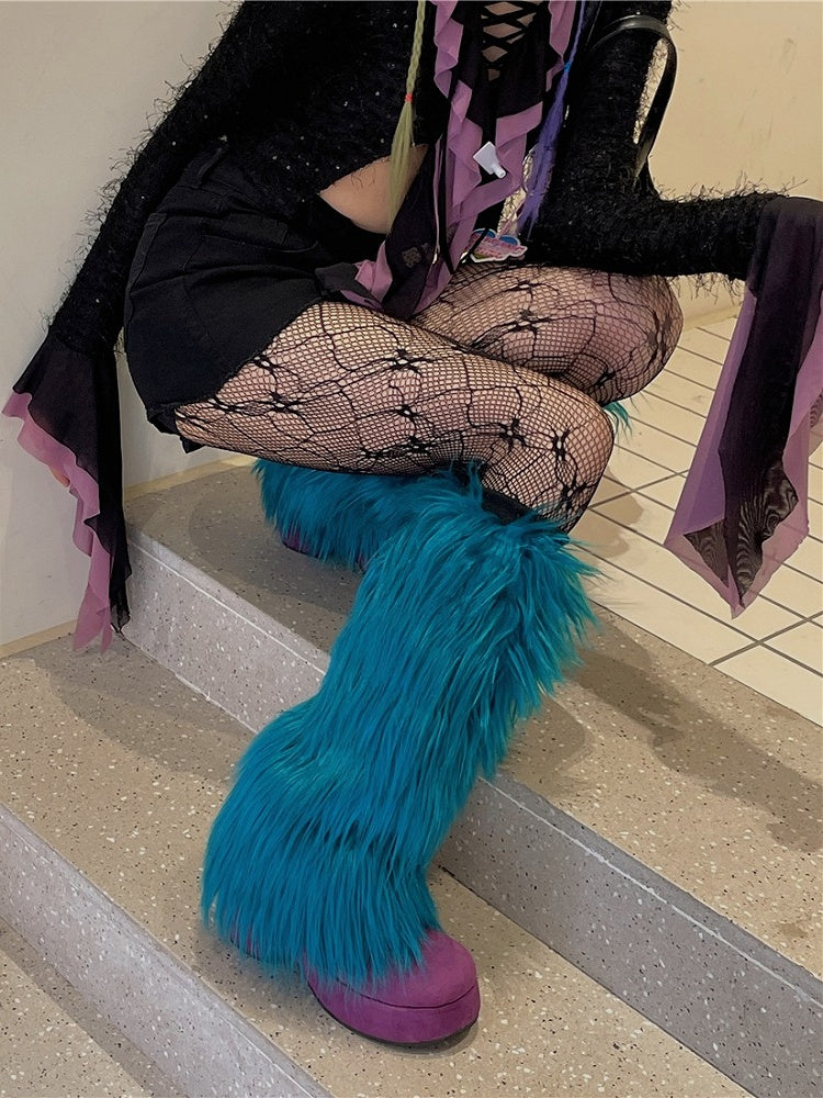 Peacock Blue Y2K 20CM/30CM/40CM Shaggy Leg Warmers