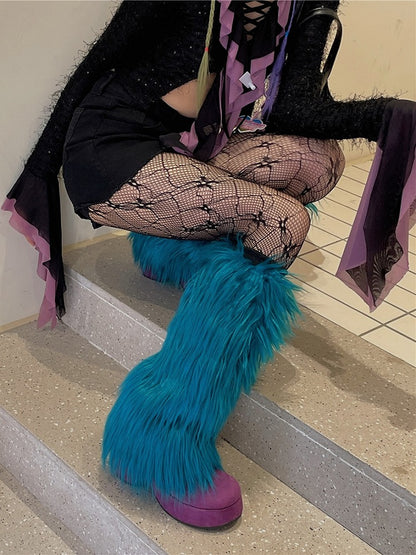 Peacock Blue Y2K 20CM/30CM/40CM Shaggy Leg Warmers
