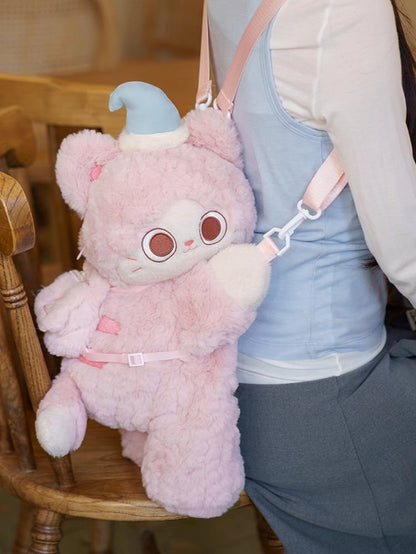 Pink Cute Plush Kitty Backpack/Crossbody Bag