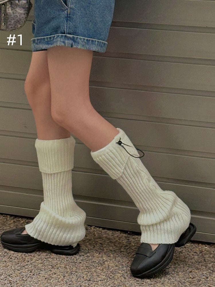 8 Options Drawstring Knitted Leg Warmers