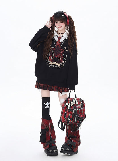 Red Plaid High Waist Bowknot Glamorous Mini Pleated Skirt