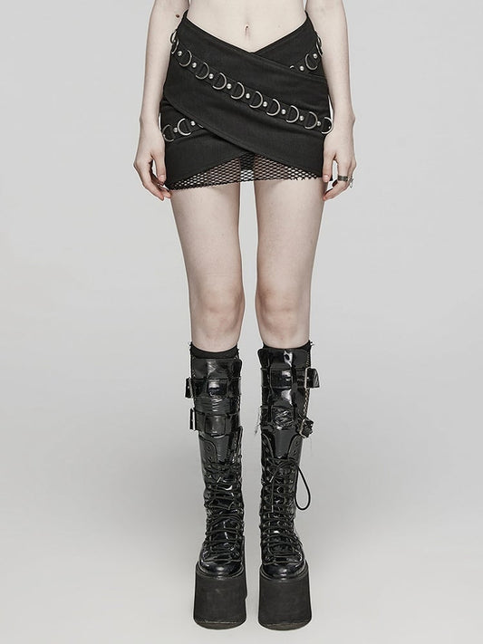 Black Punk Overlapping Skirt