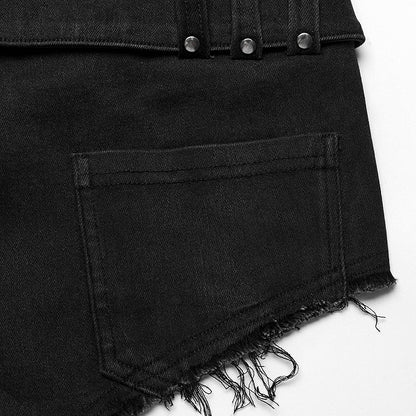 Black Punk Denim Shorts