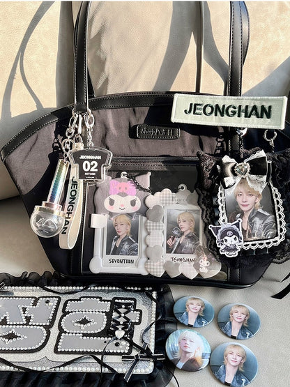 Black Fan-shaped Ita Shoulder Bag