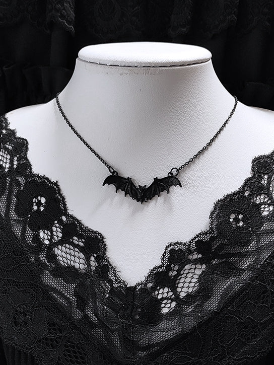 Gothic Punk Black Bat Necklace