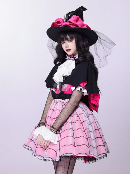 Fanart Fashion Outfit Hot Pink Under Bust Dress + Shirt + Cape + Leg Sleeves Full Set