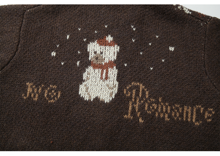 2024 Christmas Black/Brown Mohair Hooded Sweater