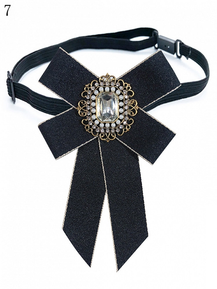8 Options Preppy Style Rhinestone Decorated Bow Tie