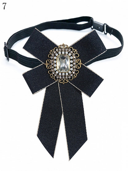8 Options Preppy Style Rhinestone Decorated Bow Tie