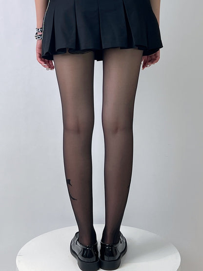 Black Y2K Bowknot Print Tights
