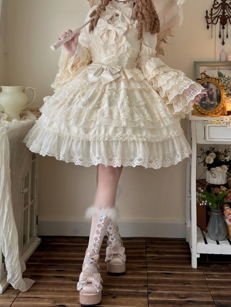 Apricot Layered Lace Bell Sleeves Lolita Blouse