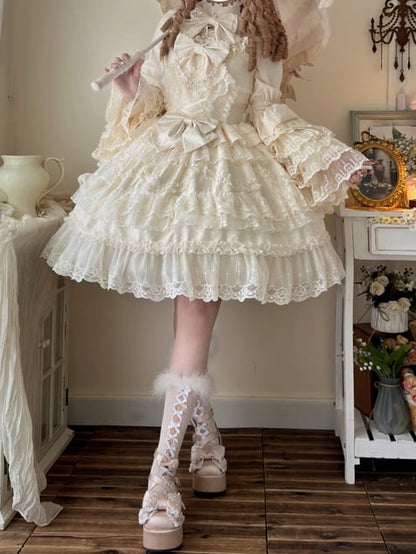 Apricot Layered Lace Bell Sleeves Lolita Blouse
