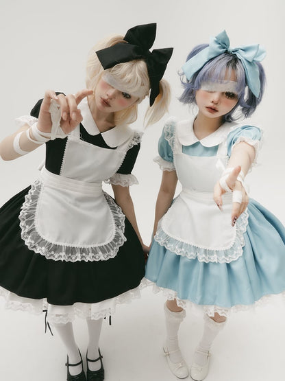 Plus Sizes Available Black Short Version Maid One Piece + Apron