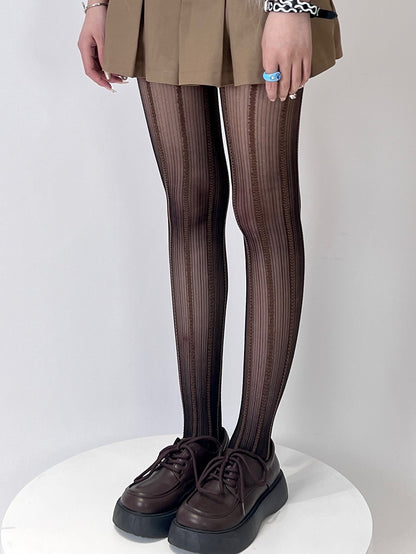 3 Color Options Y2K Heart Striped Pattern Tights