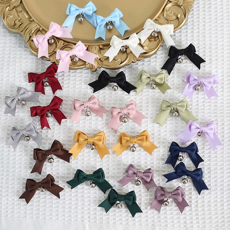 14 Colors A Pair of Cute Bowknot Hairclips with Bell Charm