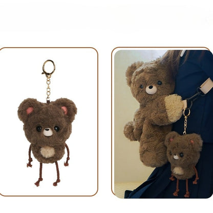 Brown Bear Plush Backpack/Crossbody Bag + Keychain Small/Middle/Large Size