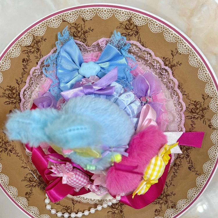 Colorful Beaded Charm Candy Details Bowknot Details Mini Hat
