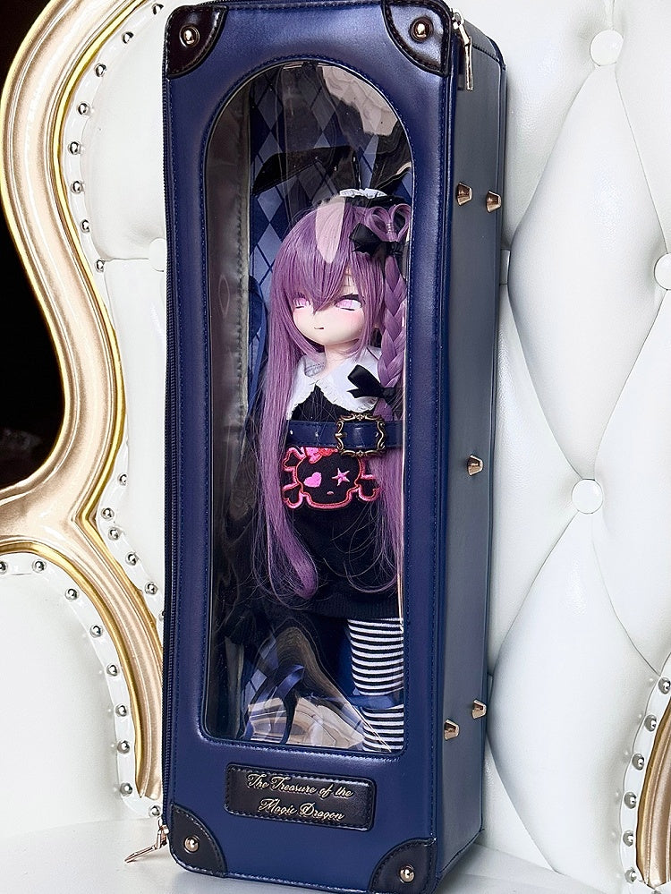 Versatile Navy Blue BJD Bag for 1/4 Dolls – 3 Ways to Wear: Crossbody, Backpack, or Tote