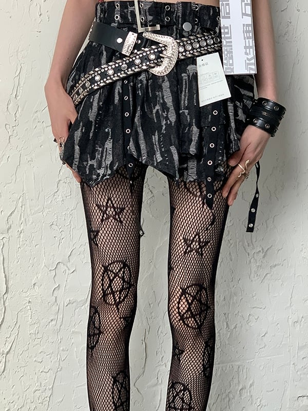 Black Y2K Star Pattern Tights
