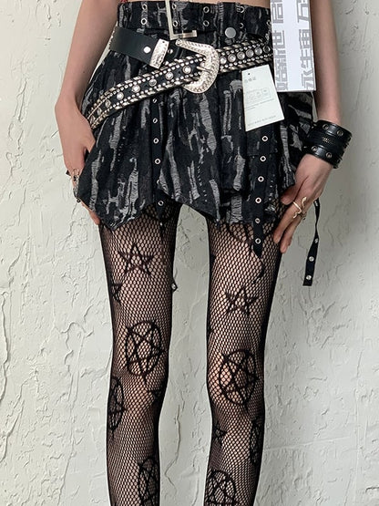 Black Y2K Star Pattern Tights