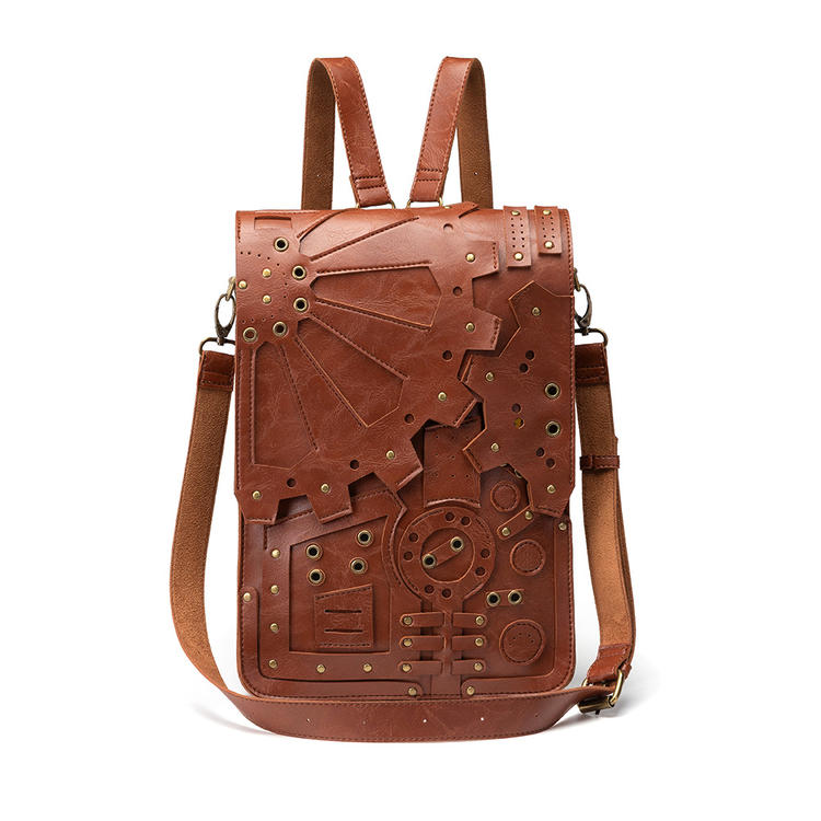 Steampunk Gears Backpack Dark Coffee / Ochre