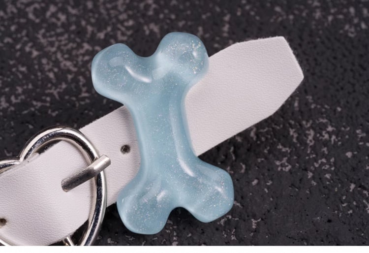 Bone Decorated White PU Heart Buckle Hairclip