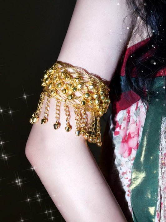 Gold Exotic Bell Design Armlet Bracelet