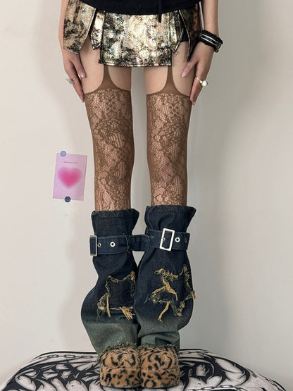 7 Color Options Hollow-out Suspender Stockings