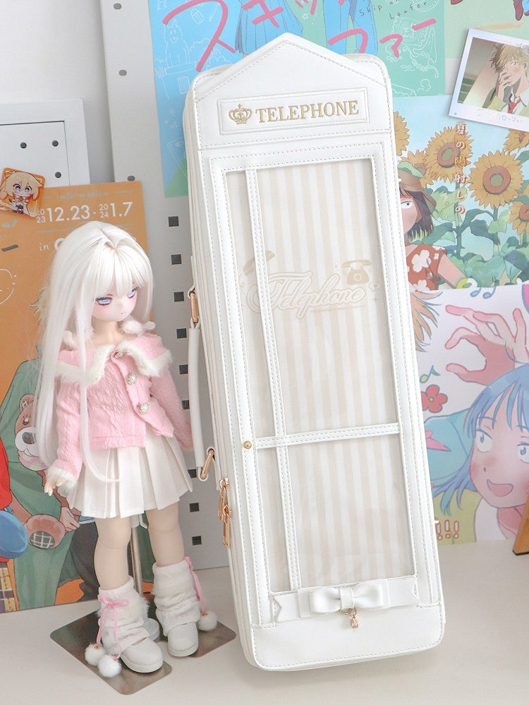 White&Gold Telephone Booth-shaped 1/4 Scale BJD Doll Bag with Two Straps