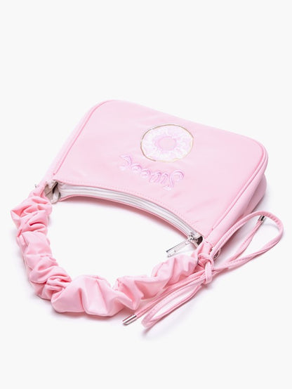 Pink Crossbody&Shoulder Bag With Embroidered Donut And Letter Design