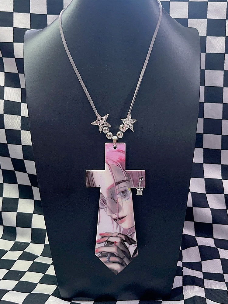 Colorful Y2K Cartoon Print Neck Tie Necklace