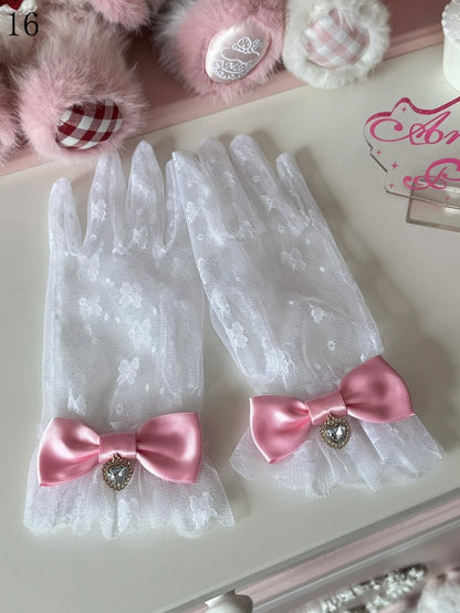 16 Options Crown/Heart Charm Bowknot Lace Gloves