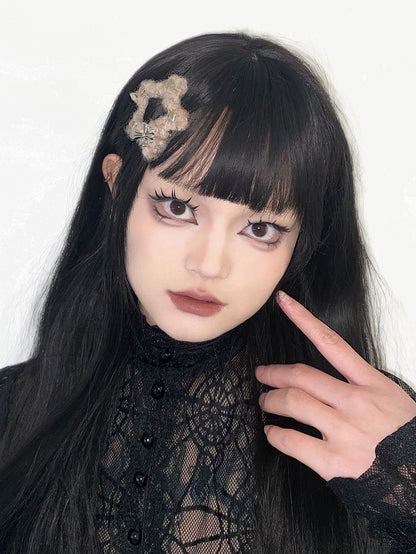 Cross Decorated Light Coffee Plush Star/Cloud Shaped Hairclip