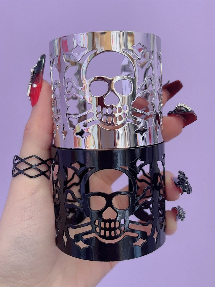 Silver/Black Y2K Punk Skull Hollowed-out Bracelet