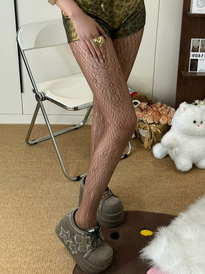 Blck/Brown/Gray/White Hollow-out Design Tights