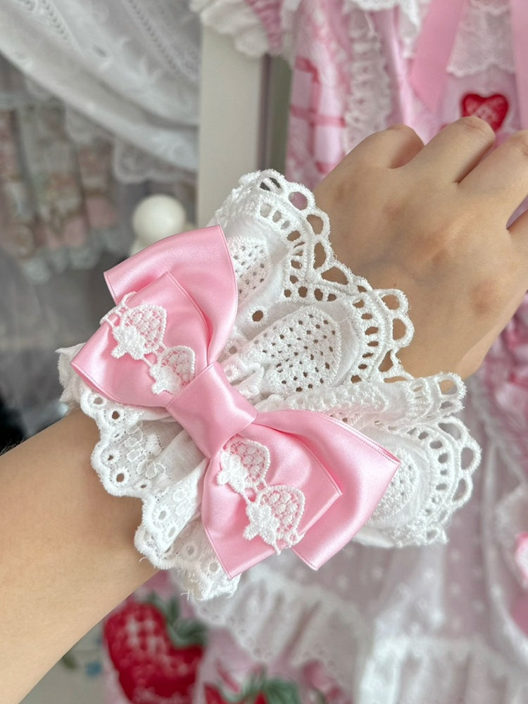 8 Color Options Strawberry Design Bowknot Wrist Cuffs