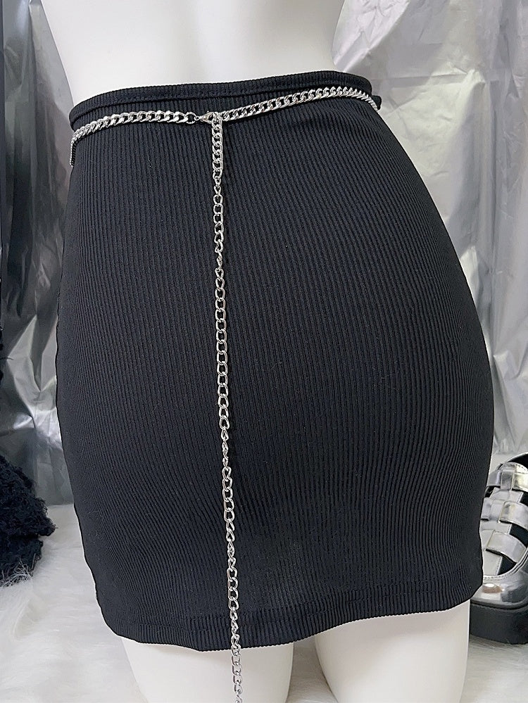 Silver Y2K Moon Charm Waist Chain